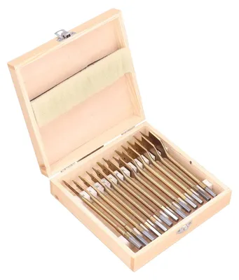 Produktbild von Set mit 13 Spatenbohrern mit Titanbeschichtung für die Holzbearbeitung