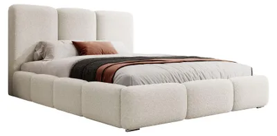 Produktbild von Selsey Bauro - Polsterbett 160x200 cm, mit Stauraum und Bouclé-Bezug, vanille
