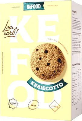 Produktbild von Kefood - Kebiscotto Keto Kekse mit Schokodrops - Low Carb Protein Snack - Glutenfrei Zuckerfrei - Mandelmehl - 250 g