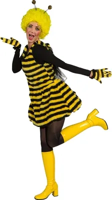 Produktbild von Fasching Damenkostüm Kesse Biene Gelb-Schwarz Flotte Biene Karneval  S/M 38/42