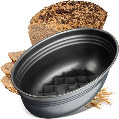 Produktbild von Zenker Brotform oval BLACK METALLIC, Brotbackform mit keramisch verstärkt Antihaftbeschichtung, Kuchenform aus hochwertigem Stahlblech, Backform für Brot (Farbe: Schwarz)