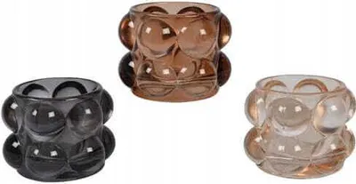 Produktbild von Teelichthalter Glas getönt Ø8cm Sommer 3er-Set Dekoration, 3 Stück