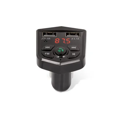 Produktbild von Maxlife, ładowarka samochodowa Bluetooth z radiem FM, USB i zestawem głośnomówiącym, czarna