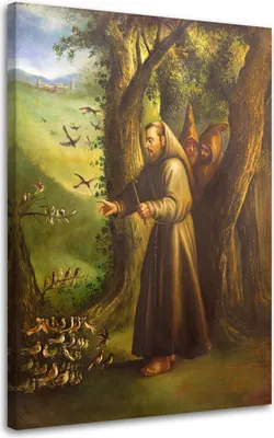 Zdjęcie produktu dla Obraz na płótnie, Święty Franciszek z Asyżu 60x90 cm Feeby kolorowy obraz na ścianę  gotowy do powieszenia