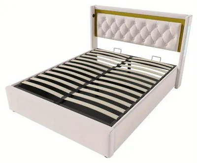 Obrázok produktu pre Manželská posteľ s úložným priestorom, rozmer 140x200 cm, nabíjací stojan USB typu C a matrac