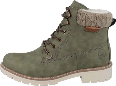A single green boot is shown against a white background.