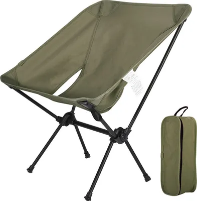 Image de (Vert) Chaise pliante portable pour l'extérieur, chaise de camping pour la pêche en plein air, chaise de plage légère, tissu 900D Oxford, résistant à l'usure, indéchirable