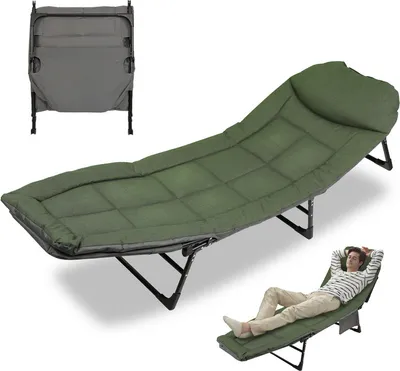 Produktbild von Fiqops Karpfenliege Campingliege Campingbett Fishing Angelliege Bedchair 200x64x32cm