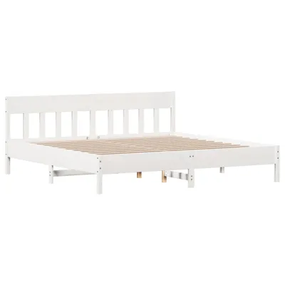 Produktbild von Massivholzbett ohne Matratze Weiß 200x200 cm Kiefernholz