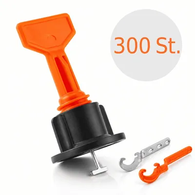 Produktbild von MidGard 300 Stk. Mehrweg Nivelliersystem Fliesen-Verlegehilfe Nivellierset für Wand- und Bodenfliesen für Fugenbreiten 2-6 mm inkl. 12 Schlüssel