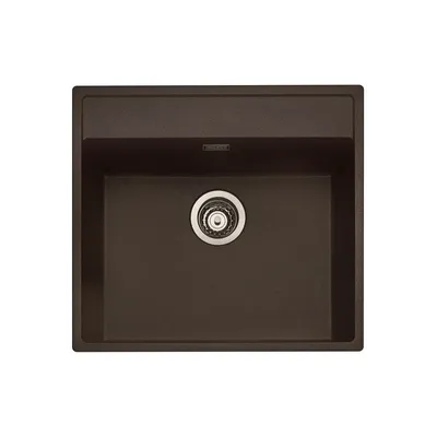 Zdjęcie produktu dla Zlewozmywak NABER ANGOLA 56 w kolorze ESPRESSO z chromowaną obrotową baterią / Zlewozmywak nakładany / Jednokomorowy / Szerokość komory 60 cm