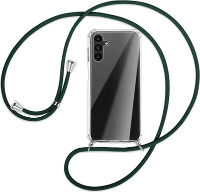 Produktbild von Handykette Backcover-Schutzhülle mit Band (Metall silberfarben) für Samsung Galaxy A13 5G - dunkelgrün