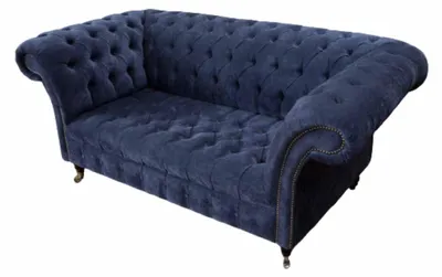 Produktbild von Chesterfield Design Sofa Couch 2 Sitzer Polster Blau Sofas Couchen Neu