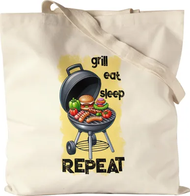 Produktbild von Grill Eat Sleep Repeat BBQ Grillen lustiges Grill Humor Jutebeutel