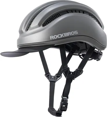 Image de ROCKBROS Casque de ville pour femmes et hommes, avec visière amovible, ventilation, rembourrage lavable, taille 54-60 cm, couleur titane
