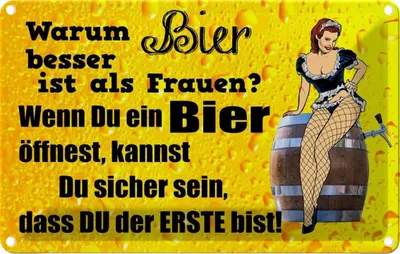 Produktbild von vianmo Blechschild 12x18 cm Pinup Warum Zitat Bier besser ist als Frauen Pin Up Spruch