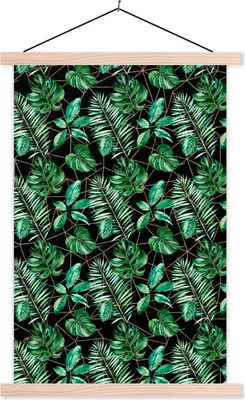 Produktbild von MuchoWow® Textilposter Vintage - Pflanzen - Muster 40x60 cm mit holzfarbenen Rahmen - Poster