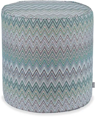 Produktbild von H.O.C.K. Pablo Outdoor Hocker Pouf rund mit Keder ø45x45cm col. 2 blue multi Zick-Zack sun boho