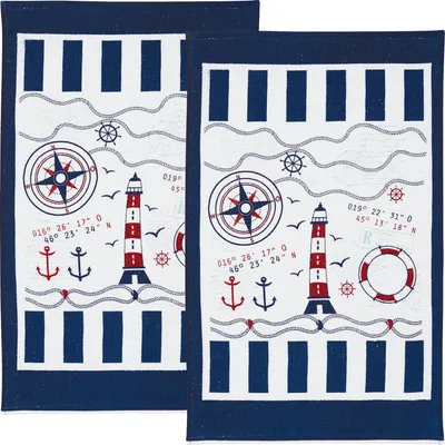Produktbild von Erwin Müller Frottier-Geschirrtuch 2er-Pack Leuchtturm 45x70 cm