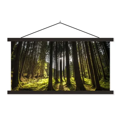 Produktbild von MuchoWow® Textilposter Baum - Natur - Sonne - Wald 150x75 cm mit schwarzem Rahmen - Posterleiste
