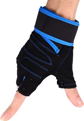 Produktbild von Fitness Handschuhe, 2er-Pack, blau, Größe M, für Krafttraining, Gym, Sport, mit Handgelenksschutz