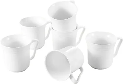 Image de MALACASA, série Mario, 6 pcs. Set de service à café Blanc crème Porcelaine Tasses à café 4,75 pouces / 12,5 * 10 * 9,5cm / 380ml Tasses Tasse à thé Tasses à café Set de tasses pour 6 personnes