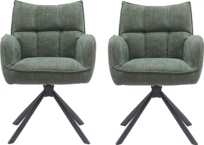 Produktbild von Armlehnstuhl >Marilla< (2er-Set) Federkern, Drehfunktion, waldgrün - 59x86x65 (BxHxT)
