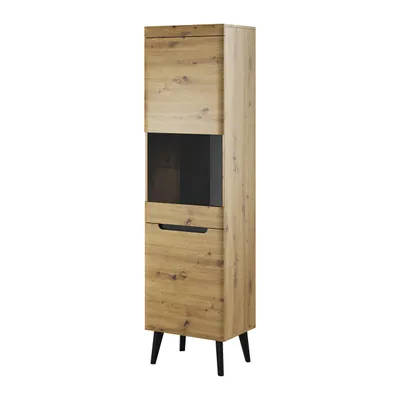 Zdjęcie produktu dla Nowoczesna Witryna Solis 53 cm Dąb Artisan na Czarnych Nóżkach Idealna do Salonu
