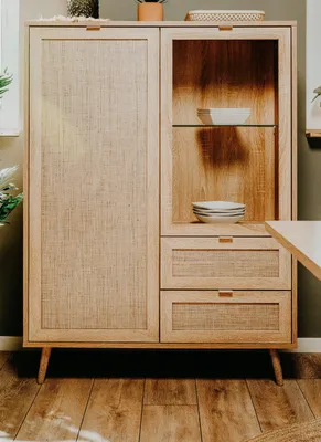 Produktbild von Highboard "Niran" Sonoma Eiche Bast - Nachbildung Kommode skandinavisch 102 x 139 cm