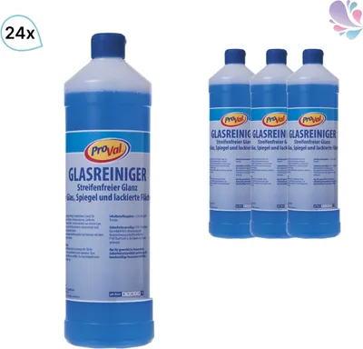 Produktbild von Glasreiniger Pro Val, schnelltrocknend, streifenfrei, effektiv, flüssig, 24 x 1L Flaschen