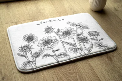 Produktbild von Badteppich Saugfähige - Badezimmer Teppich - Rutschfester Badvorleger Badematte - 90x60 cm - Sonnenblumen Blumen