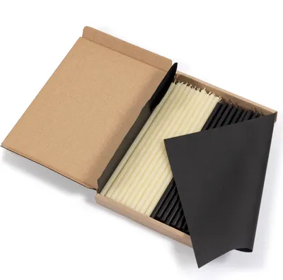 Produktbild von 100 Stk. Diveevo Kerzenset Bienenwachskerzen Schwarzweiß №140 I hochwertige Ritualkerzen L-16 cm Ø-5,0 mm I 30 Min Brenndauer I dünne Kerzen tropf- und rauchfrei