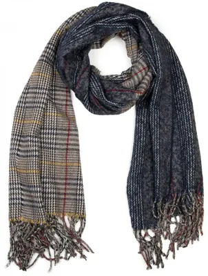 Produktbild von styleBREAKER breiter XXL Schal mit Fransen im Day and Night Design mit schottischem Tartan Plaid Muster, Uni 01018138