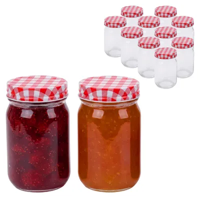 Image de Bocaux Relaxdays, lot de 12, 400 ml, couvercles à visser, mise en conserve, grands bocaux à confiture, transparents