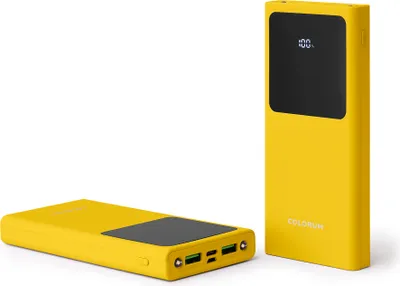 Produktbild von COLORUM Power Bank iPhone,iPad, Samsung, Xiaomi 10 000 mAh USB-C, microUSB, mit 2 Outputs, Schnelles Laden, Funktion der Taschenlampe CPB10-10 Gelb