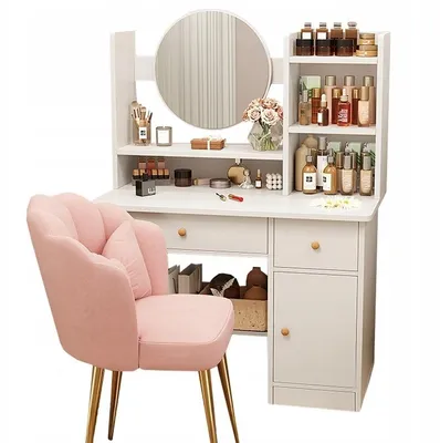 Immagine prodotto di Toilette con specchio e cassetti bianca per il trucco glamour in stile scandinavo