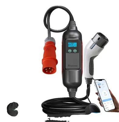 Immagine prodotto di Caricabatterie portatile per veicoli elettrici, controllo tramite Wi-Fi, resistenza agli agenti atmosferici IP65, 22 kW e adattatore di tipo 2