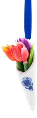 Productafbeelding van Heinen Delfts Blauw – Kerstornament: Bosje tulpen
