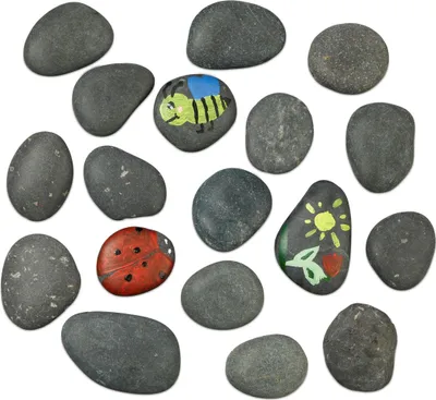 Produktbild von Relaxdays Steine zum Bemalen, flache Dekosteine, 3 kg Malsteine, Bastelsteine Kinder & Erwachsene, 4–8 cm, dunkelgrau