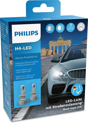 Original Philips Ultinon Pro6000 H4 LED LED mit Straßenzulassung Birne Lampe – Produktansicht