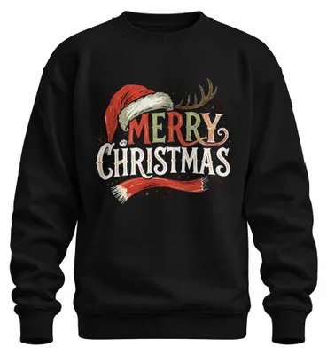 Produktbild von Merry Christmas Rentier Geweih Weihnachten Weihnachtsmann Sweatshirt Pullover, Schwarz, S