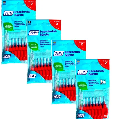 Produktbild von 4x TePe Original  Interdentalbürsten - 0,5mm rot - 4x 8 Stück