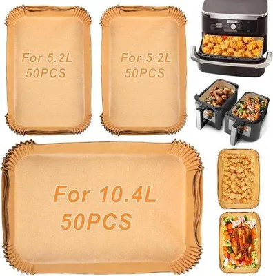 Immagine prodotto di Fogli di carta da forno per friggitrici ad aria calda, 150 pezzi, 5,2 L, 10 L e 10,4 L, diverse misure