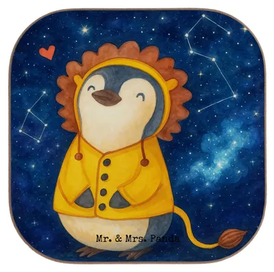Produktbild von Mr. & Mrs. Panda Tassen Untersetzer Löwe Astrologie Design - Weiß - Geschenk, Coaster, Sternzeichen, für Gläser, Tischuntersetzer, Tierkreiszeichen, Teeuntersetzer, Glas