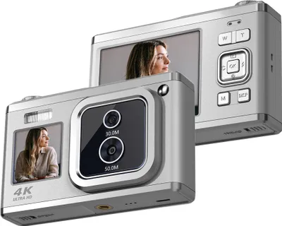 Zdjęcie produktu dla Przenośny aparat cyfrowy Andoer 2,88 cala, aparat kompaktowy, 50 MP, 4K Ultra HD, 16-krotny zoom, autofokus, samowyzwalacz, ochrona przed drganiami, z 2 bateriami, karta pamięci 32 GB, świetny prezent dla dzieci, chłopców, dziewcząt, dorosłych, nastolatków, studentów