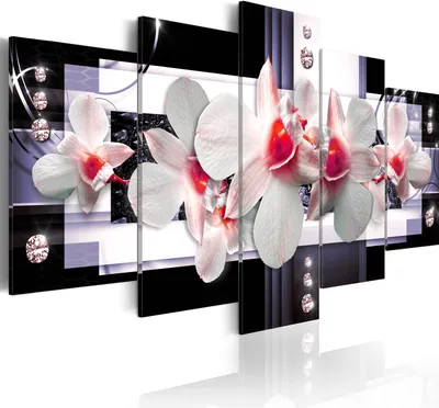 Produktbild von Leinwandbilder 200x100 cm b-A-0099-b-p Vlies Leinwandbild 5 tlg Kunstdruck modern Wandbilder XXL Wanddekoration Design Wand Bild ABSTRAKT BLUMEN ORCHIDEE