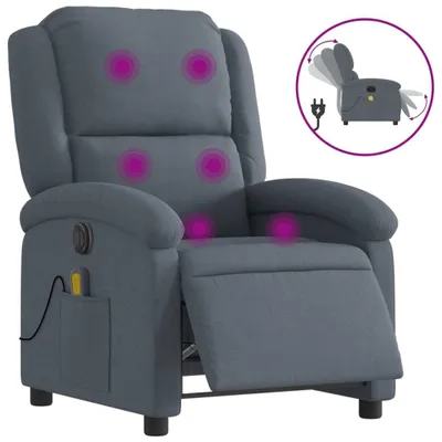 Image de vidaXL Fauteuil de massage électrique gris foncé velours