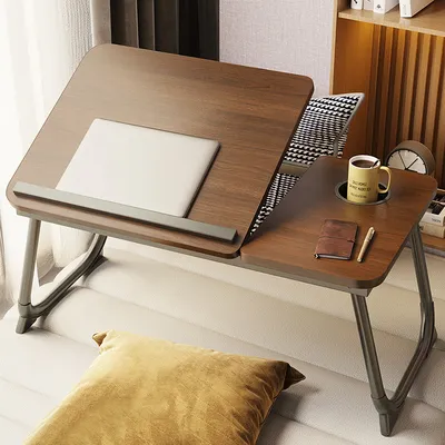 Produktbild von Faltbarer Laptop-Schreibtisch mit USB Anschluss - Perfekt für Betten und Schlafsäle, Braun