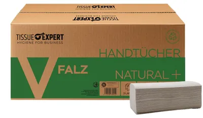 Produktbild von Papierhandtücher Recycling, 3200 Blatt, Falthandtücher 2-lagig, V-Falz, 25x23 cm