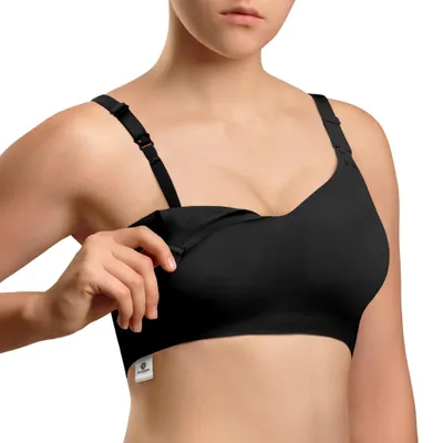 Immagine prodotto di Vulpes Goods Reggiseno per allattamento, Senza ferretto, Reggiseno per gravidanza, Spalline regolabili, Tessuto ultra morbido, Imbottitura rimovibile, Nero, XL
